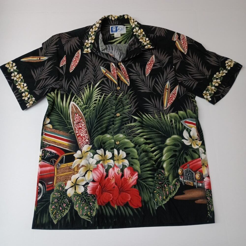 RJC Hawain Shift Men's Size L Large Aloha Made In Hawaii 100% Cotton